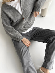Gray zipper cardigan
