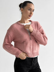 Pink zipper cardigan
