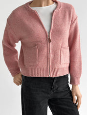 Pink zipper cardigan