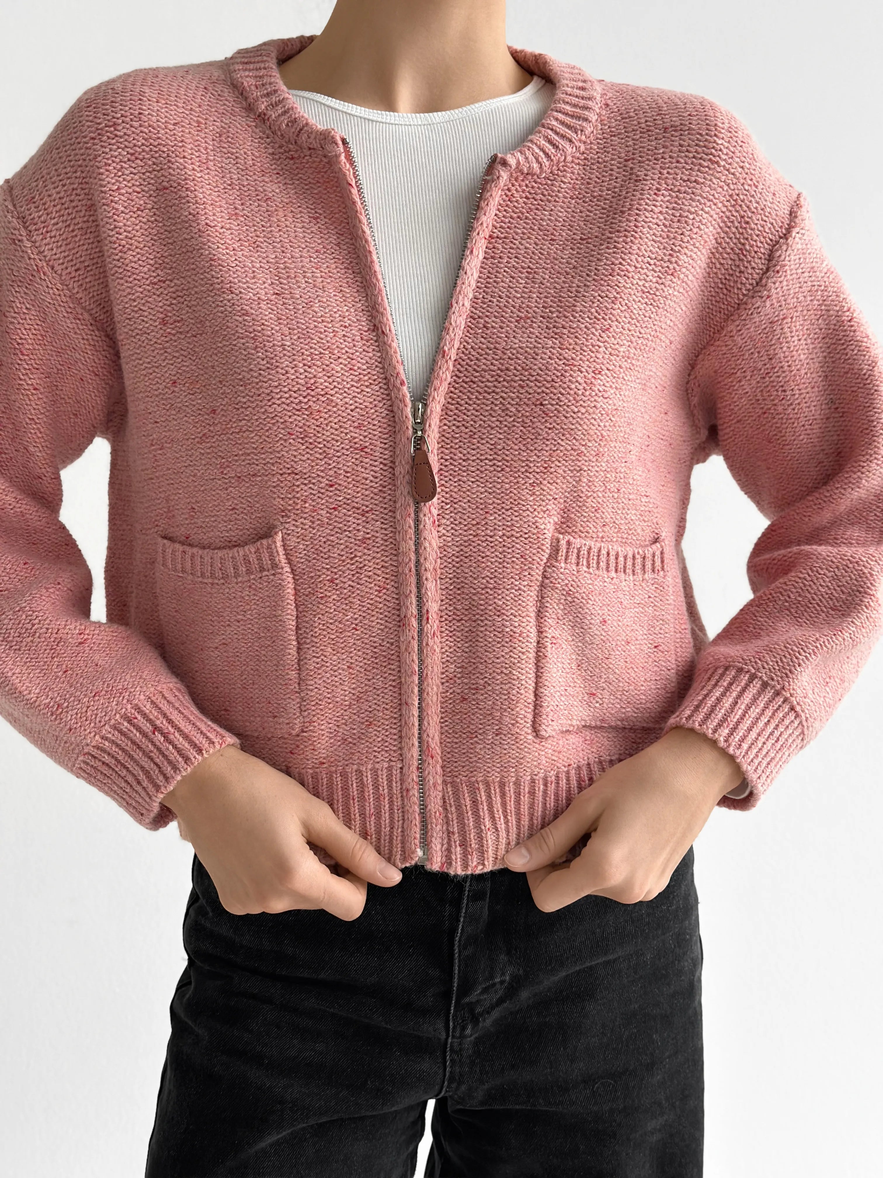 Pink zipper cardigan