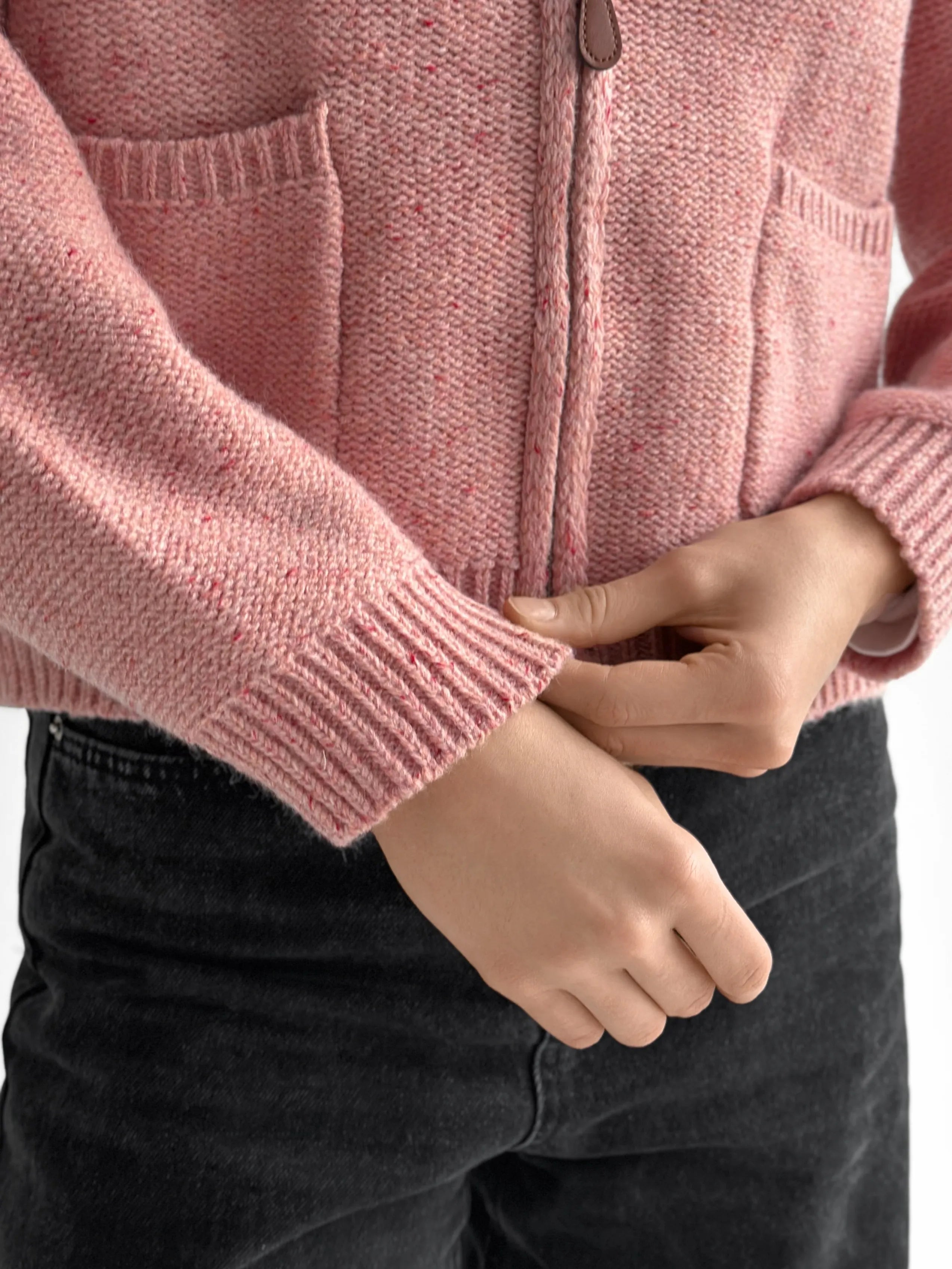 Pink zipper cardigan