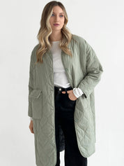 Quilted demi-season coat, olive