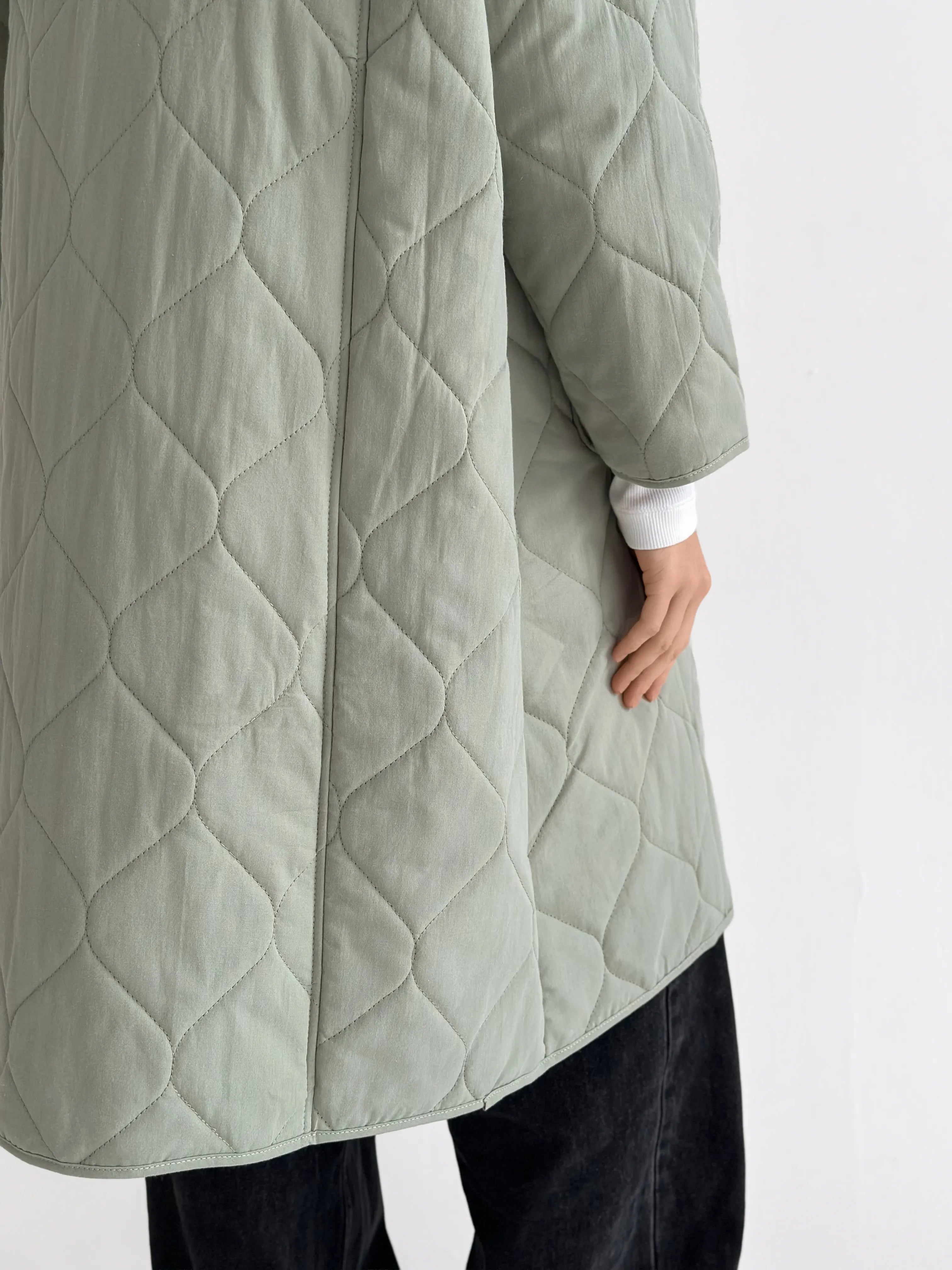 Quilted demi-season coat, olive