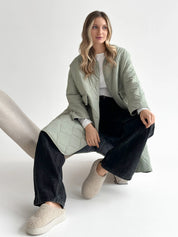Quilted demi-season coat, olive