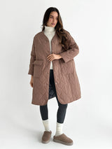 Quilted demi-season coat, mocha