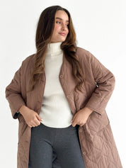 Quilted demi-season coat, mocha