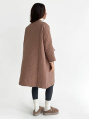 Quilted demi-season coat, mocha