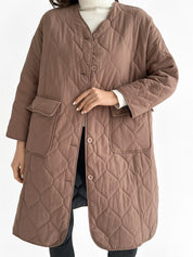 Quilted demi-season coat, mocha