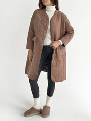 Quilted demi-season coat, mocha