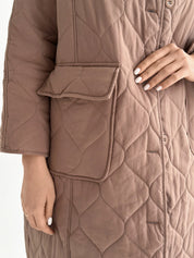 Quilted demi-season coat, mocha