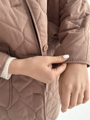Quilted demi-season coat, mocha
