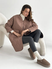 Quilted demi-season coat, mocha