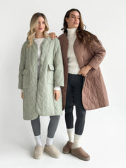 Quilted demi-season coat, olive