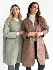 Quilted demi-season coat, mocha