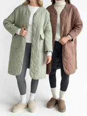 Quilted demi-season coat, olive