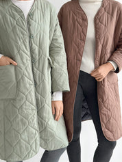 Quilted demi-season coat, mocha