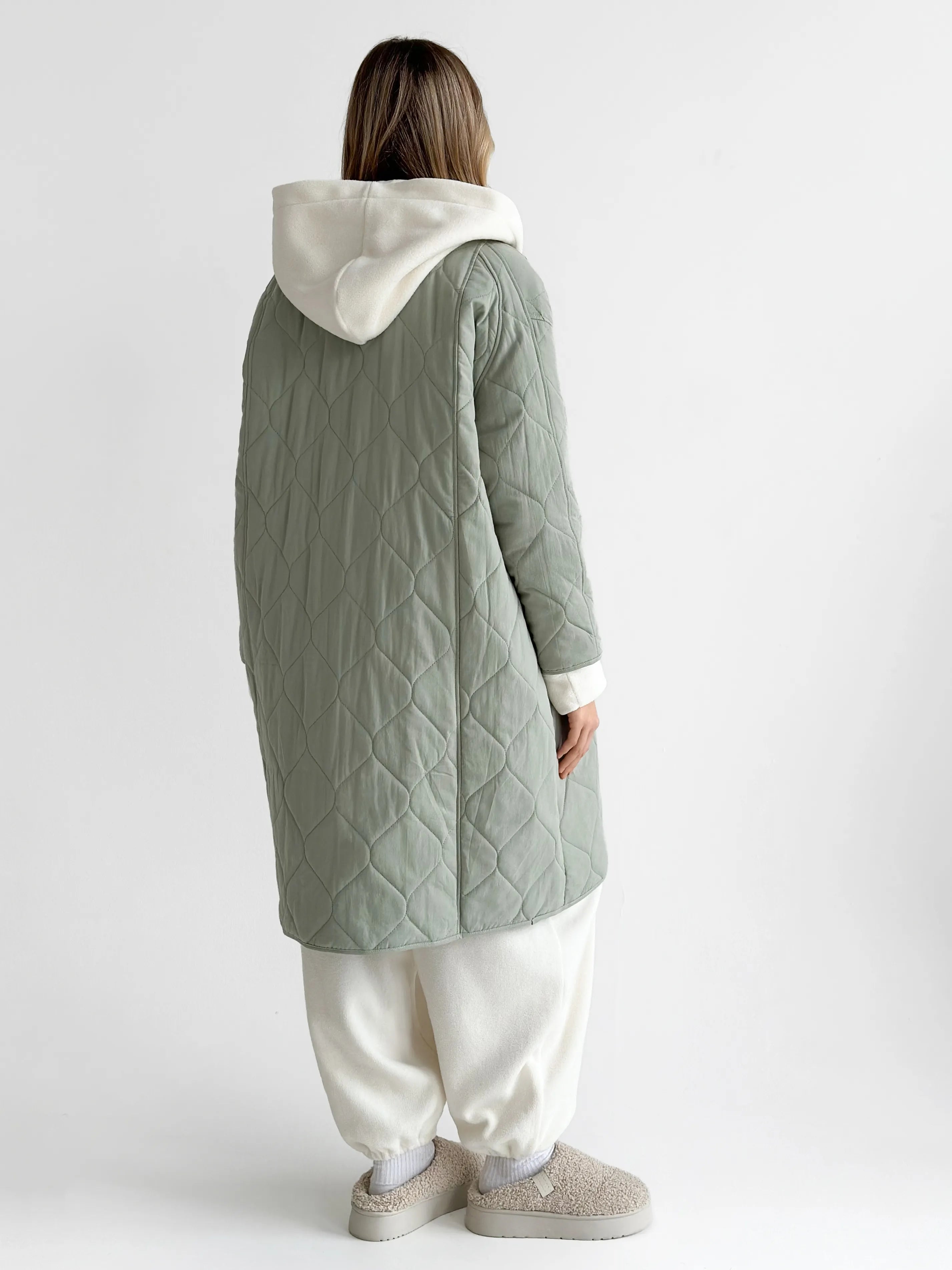 Quilted demi-season coat, olive