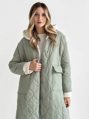 Quilted demi-season coat, olive