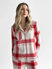 Flannel pajama set "red check" on milky