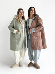 Quilted demi-season coat, mocha