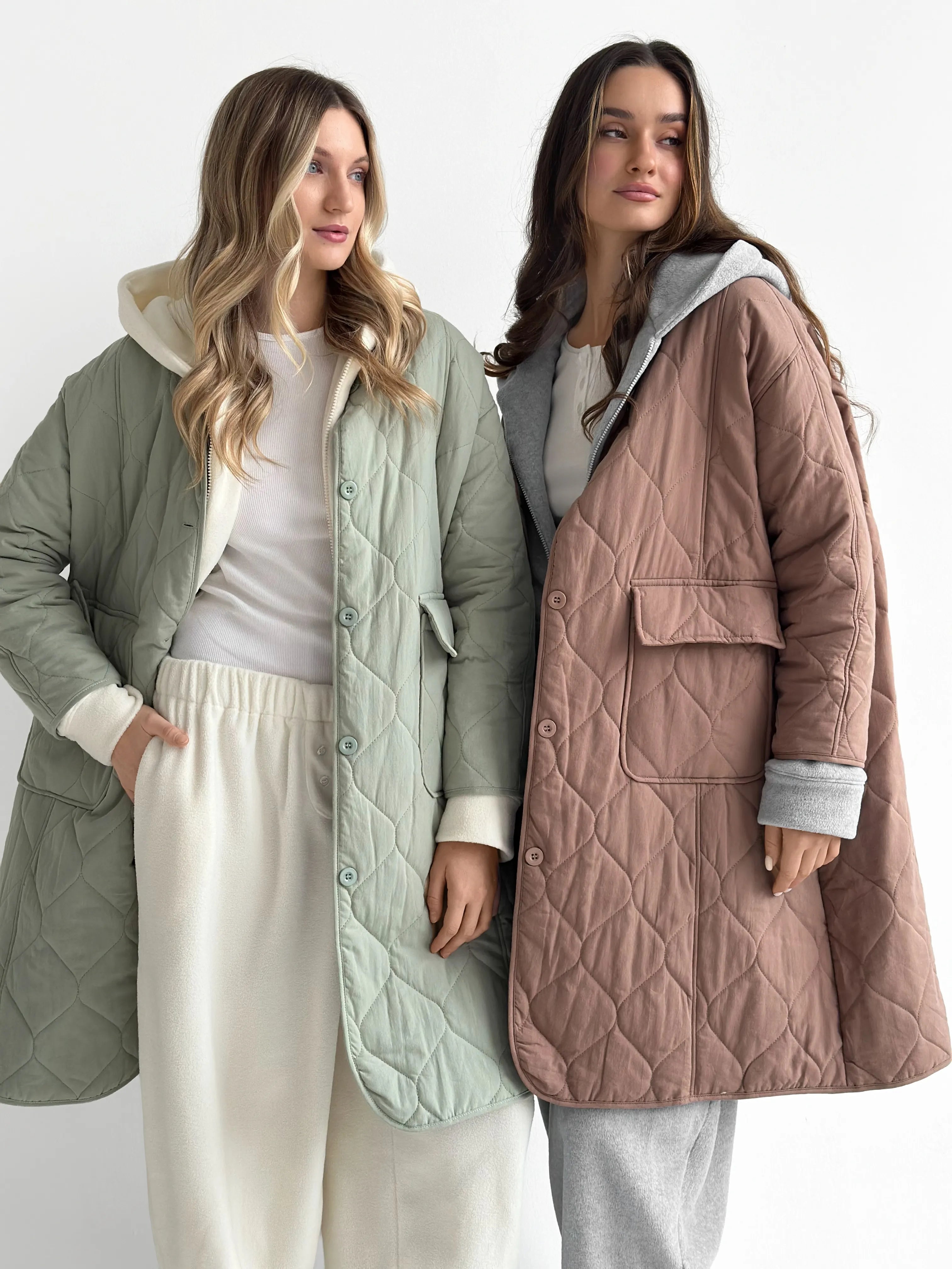 Quilted demi-season coat, olive