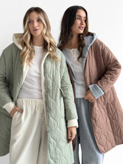 Quilted demi-season coat, olive