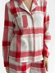 Flannel pajama set "red check" on milky
