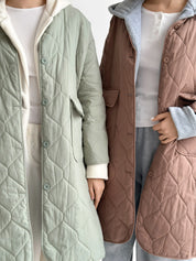 Quilted demi-season coat, mocha