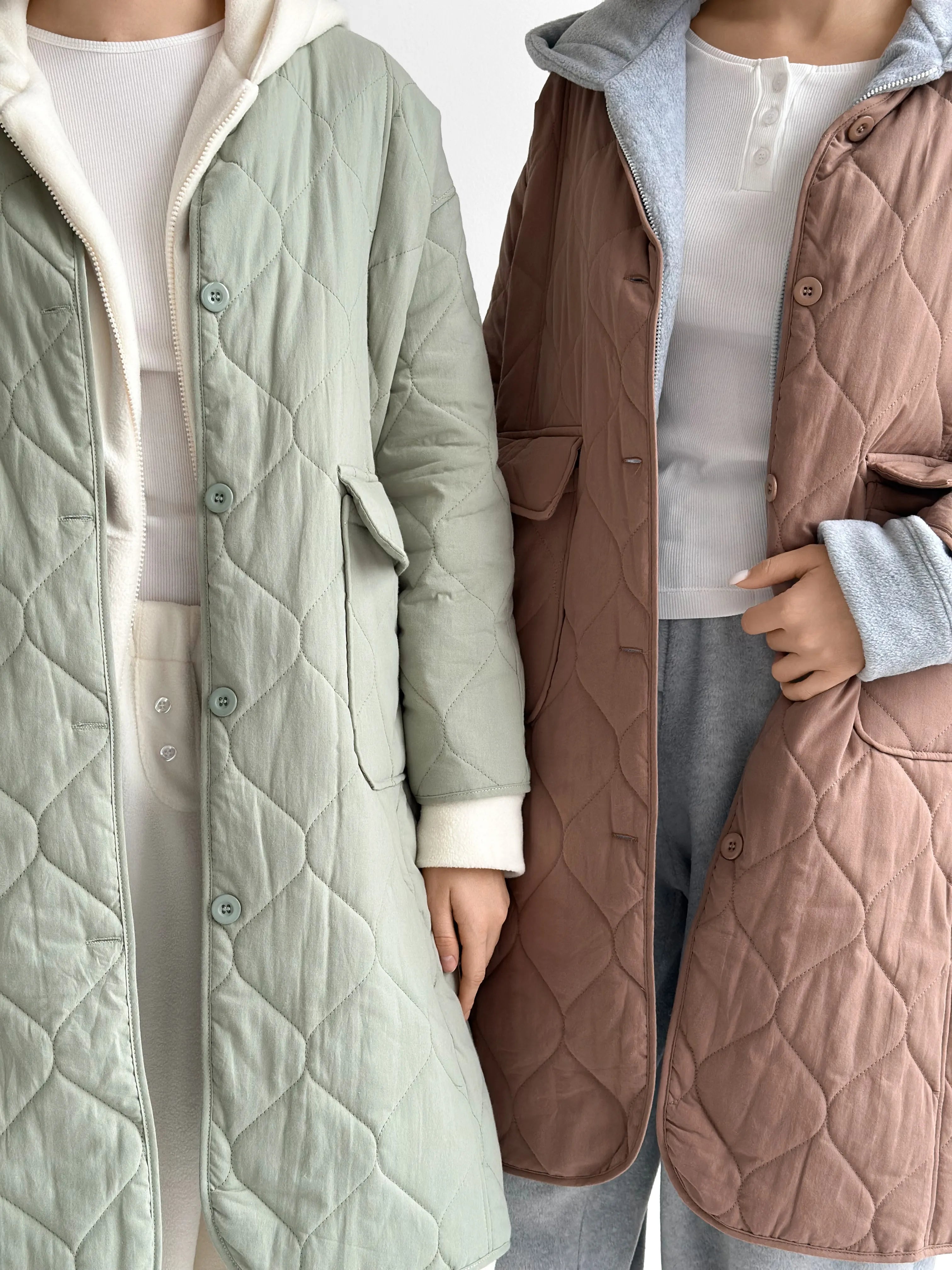Quilted demi-season coat, olive