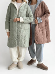 Quilted demi-season coat, mocha