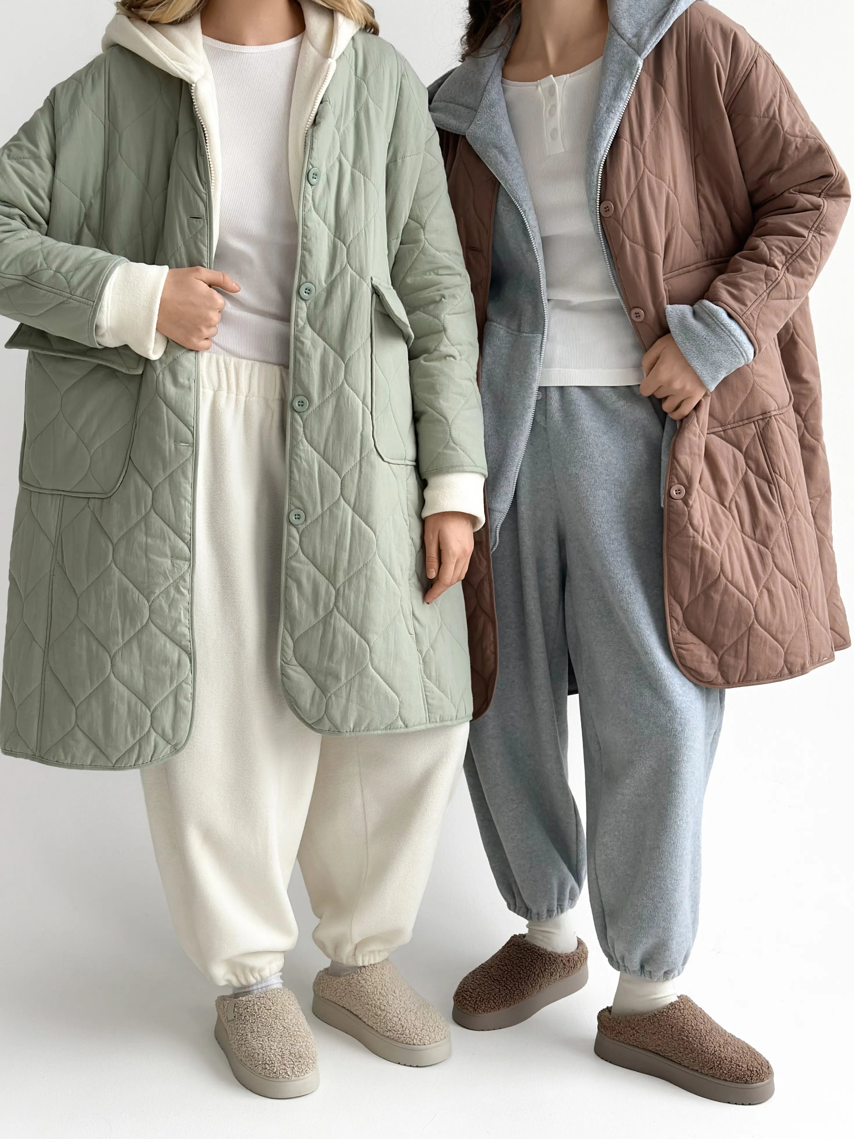 Quilted demi-season coat, mocha