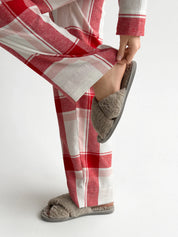 Flannel pajama set "red check" on milky