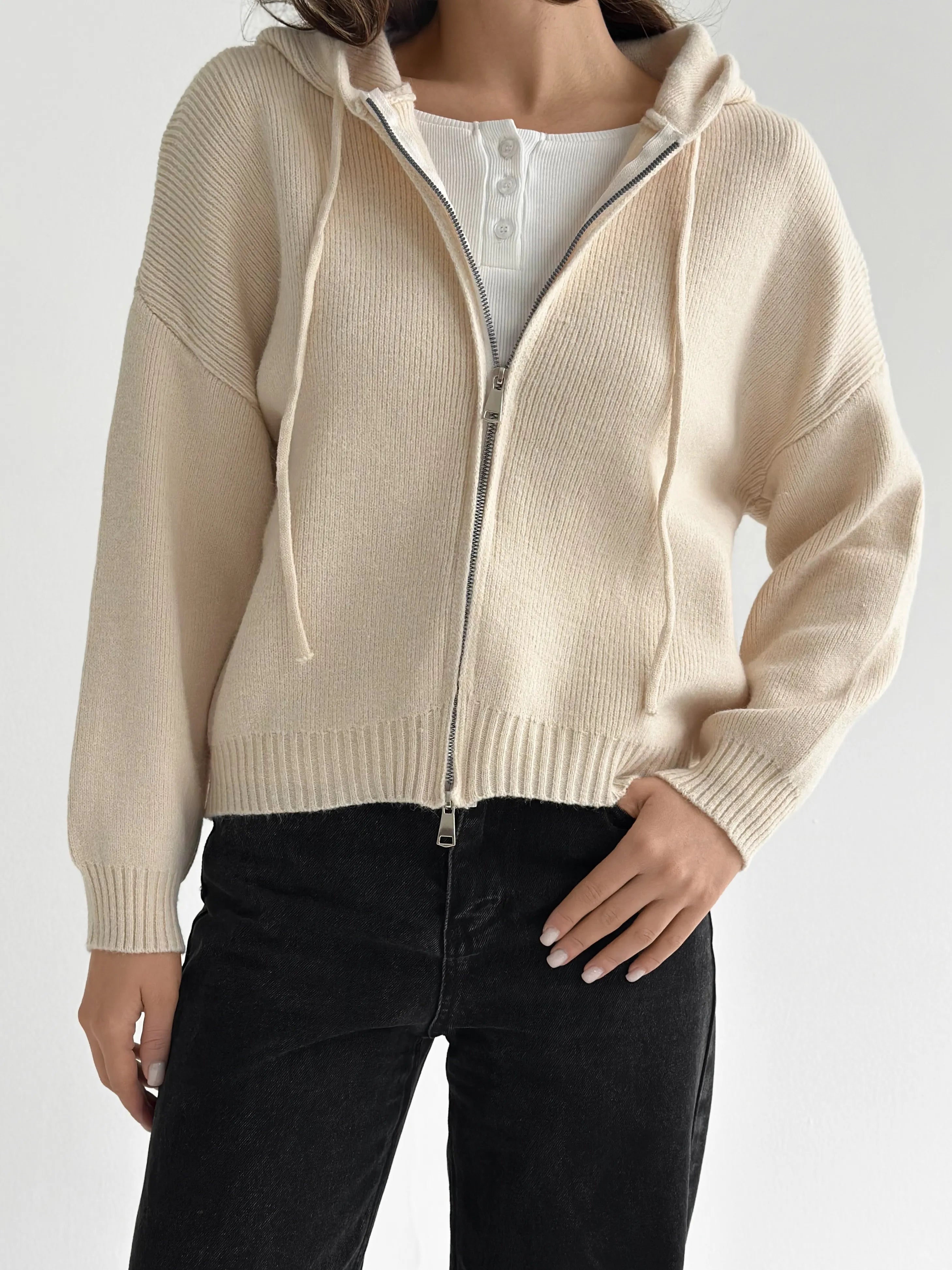 Milk zipper cardigan