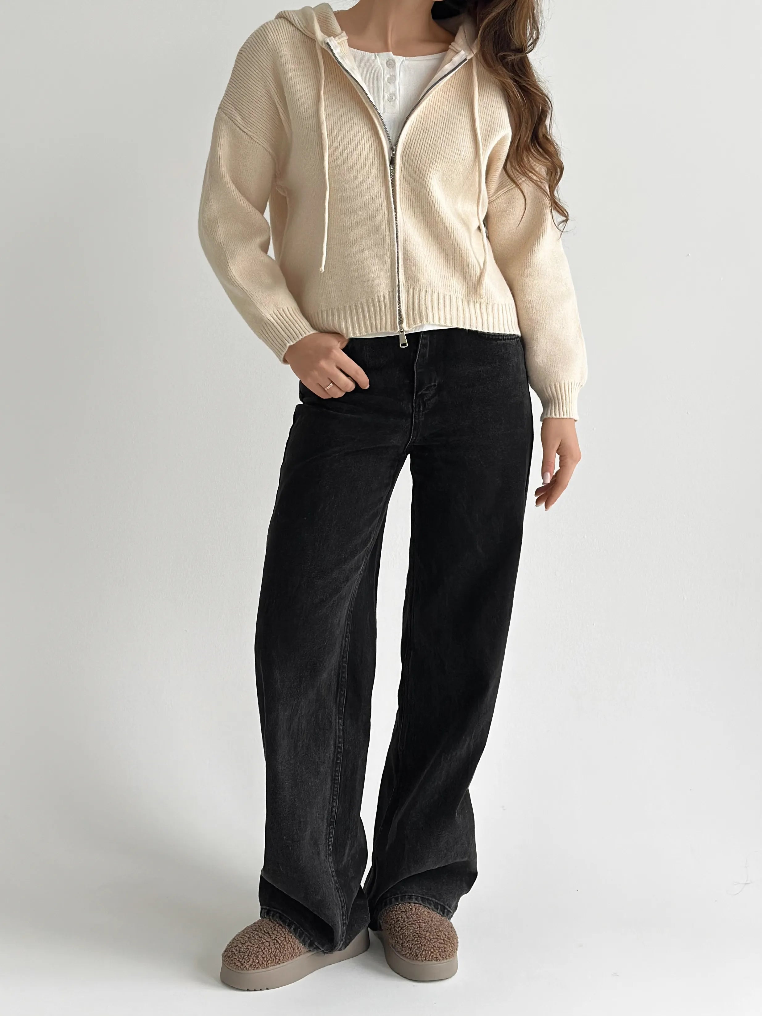 Milk zipper cardigan