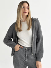 Gray with zipper cardigan