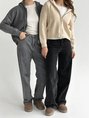 Gray with zipper cardigan