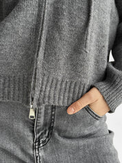 Gray with zipper cardigan