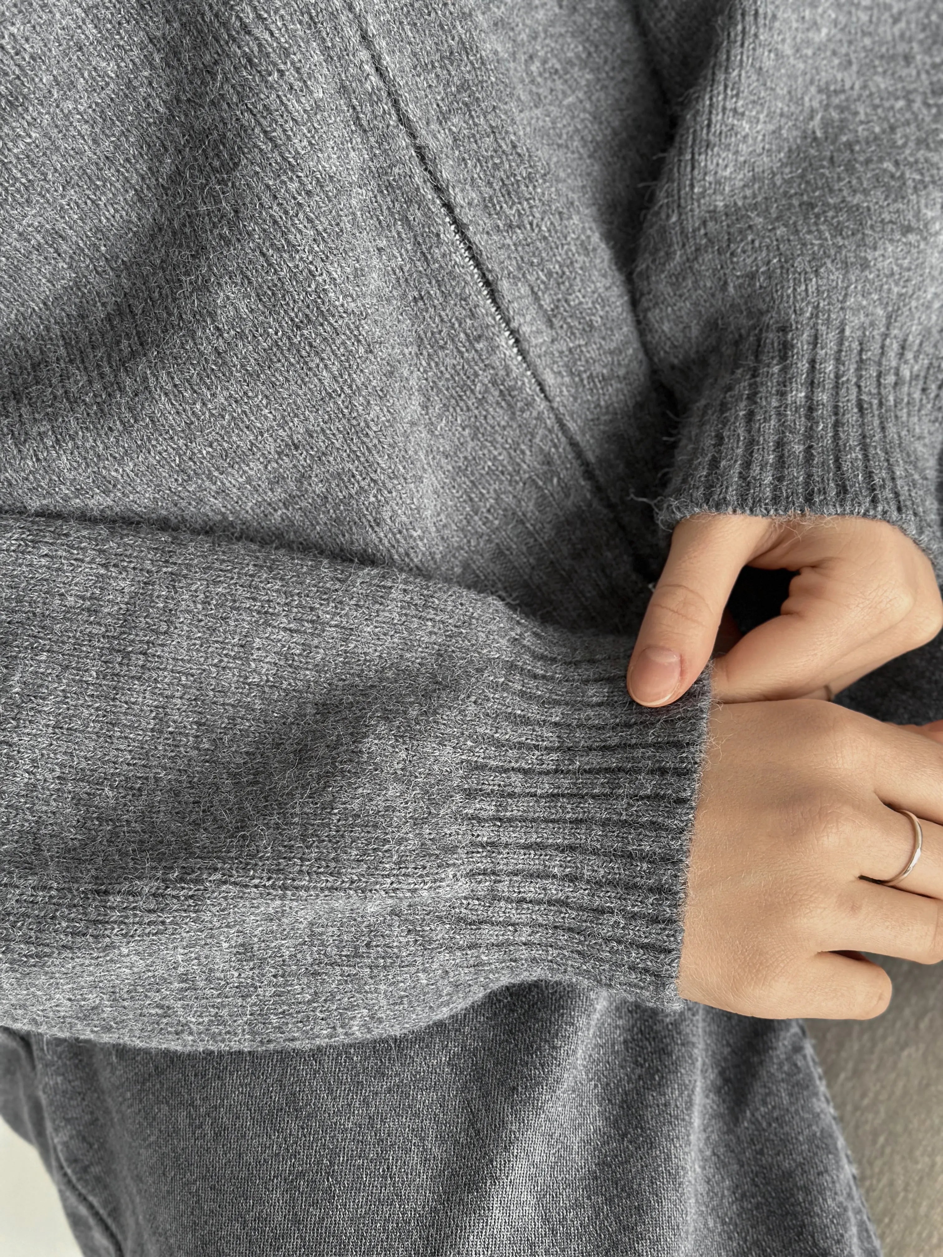 Gray with zipper cardigan