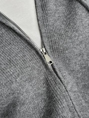 Gray with zipper cardigan