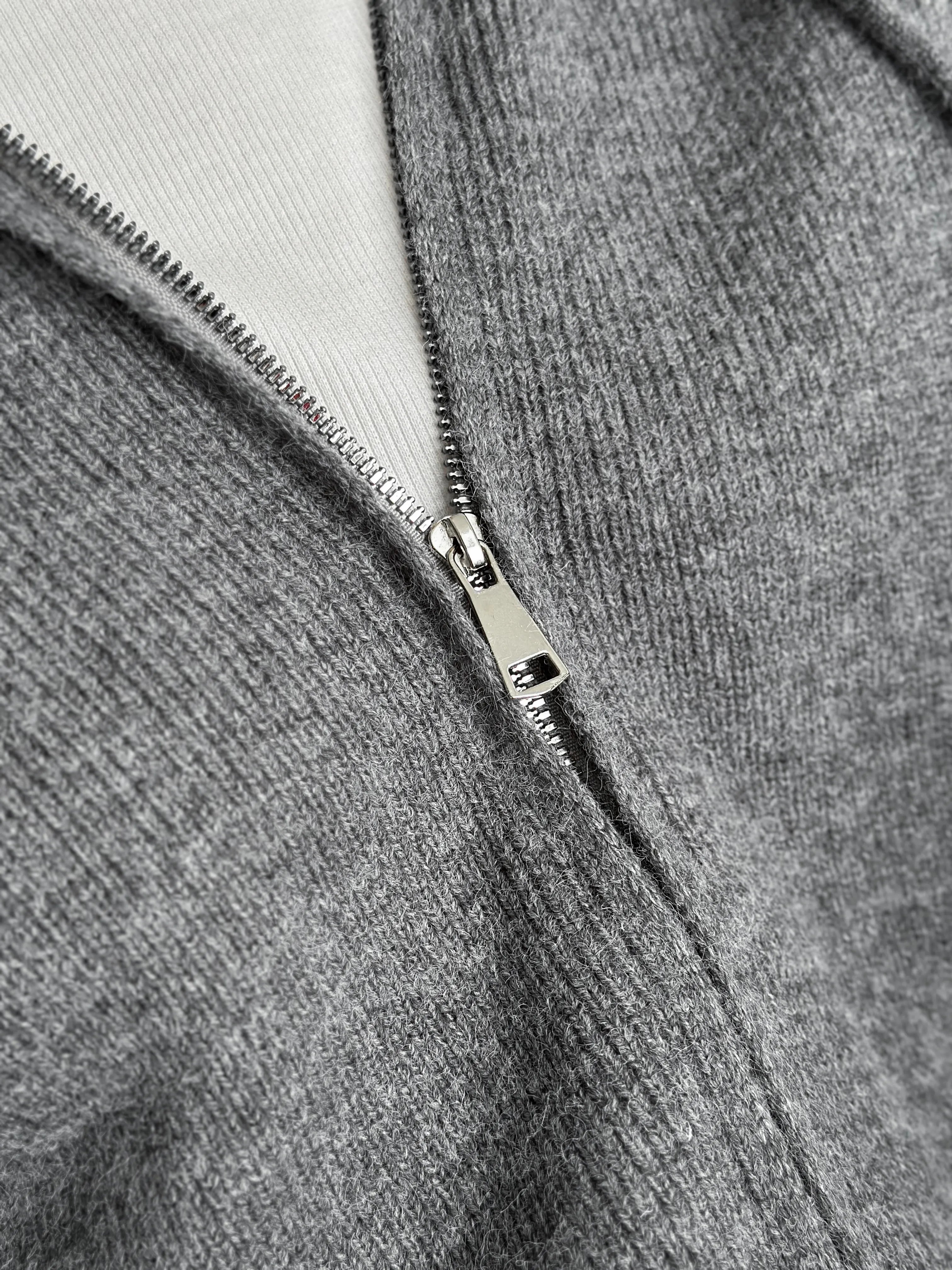 Gray with zipper cardigan