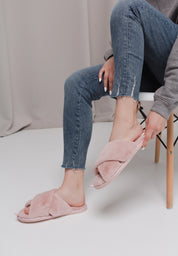 Women's slippers HS-LUX fur cross pink