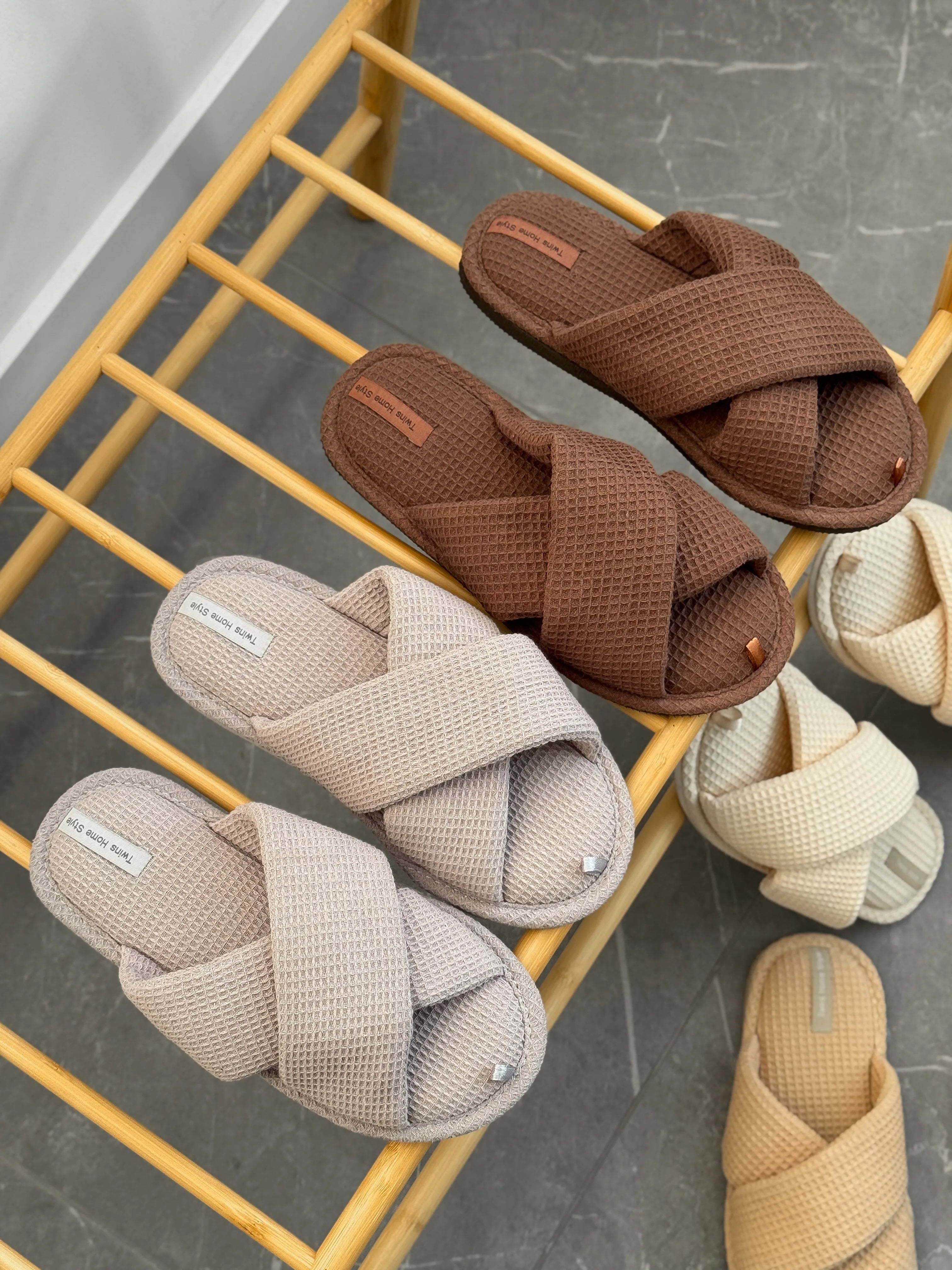 Women's slippers HS-VL waffle X gray