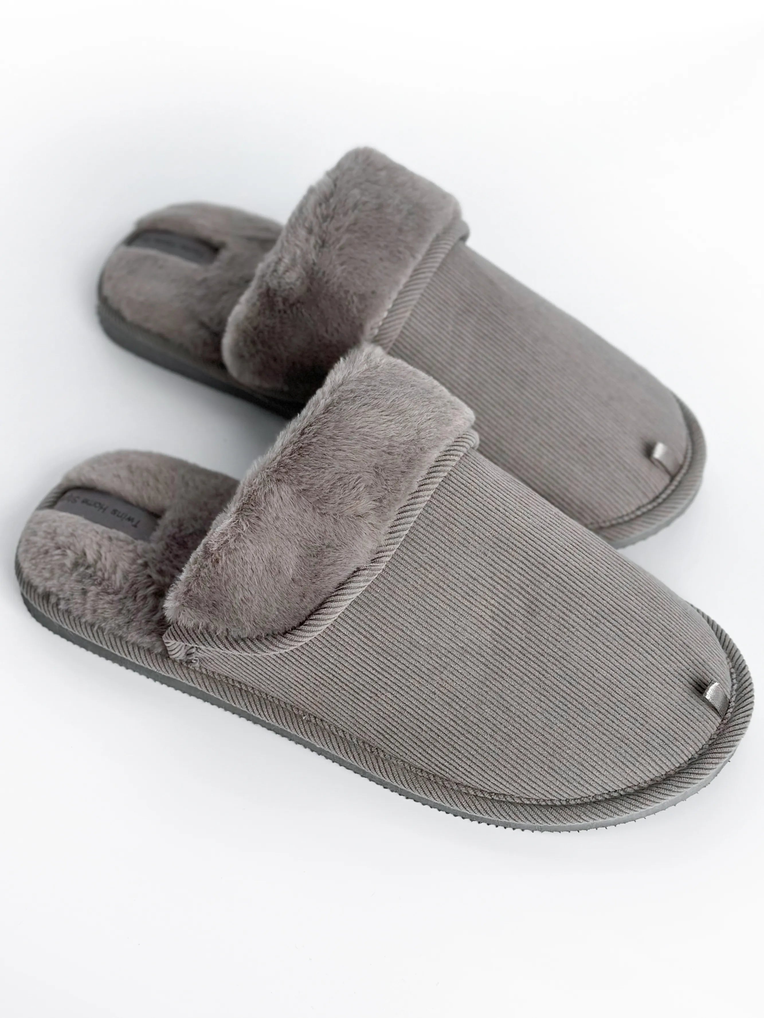 Men's slippers HS-OZ VELVET with fur inside out, gray