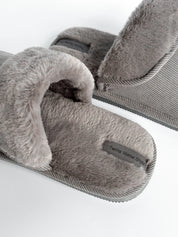 Men's slippers HS-OZ VELVET with fur inside out, gray