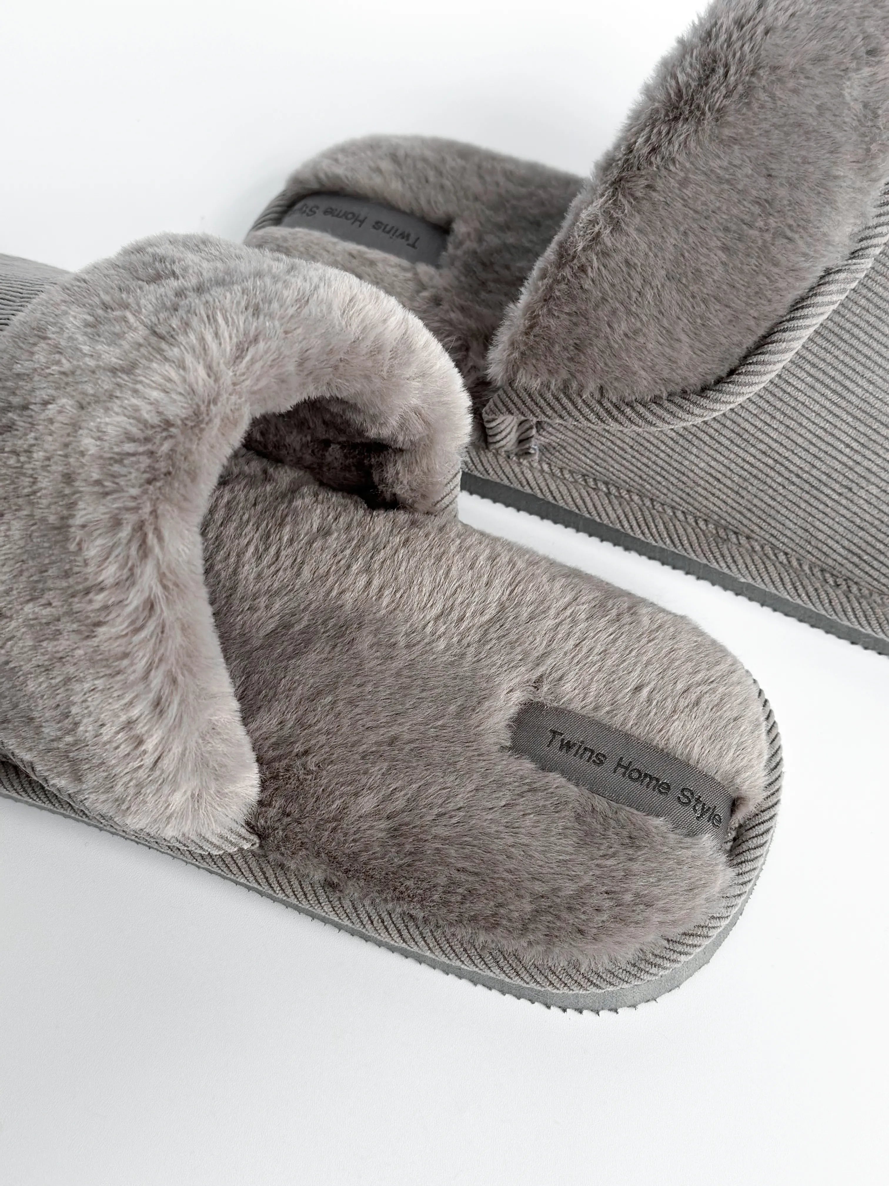 Men's slippers HS-OZ VELVET with fur inside out, gray