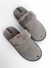 Men's slippers HS-OZ VELVET with fur inside out, gray