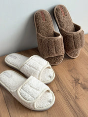 Women's slippers HS open TEDDI brown