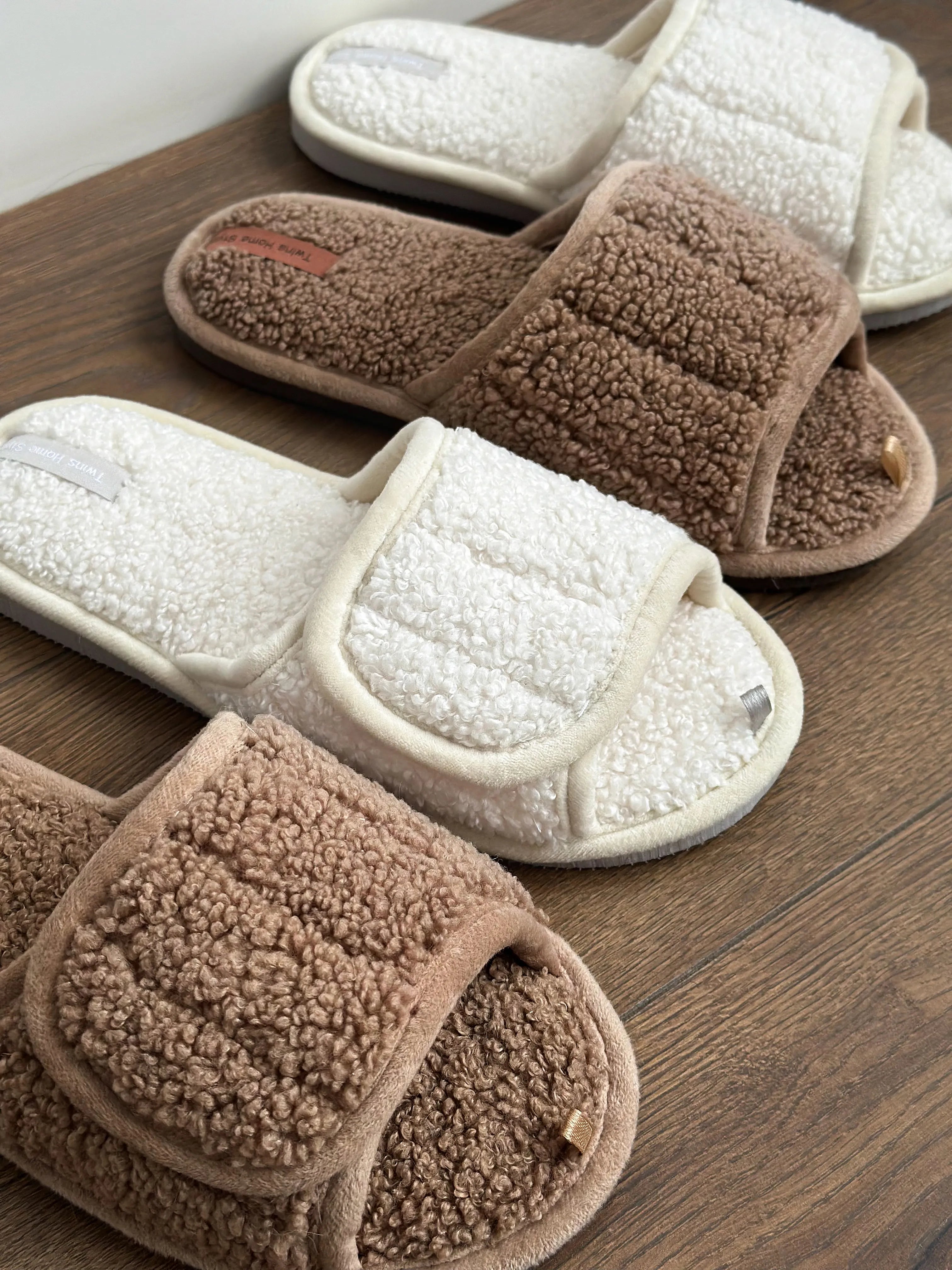 Women's slippers HS open TEDDI brown