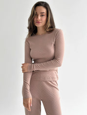 Ribana knitted suit, wide pants and long sleeves