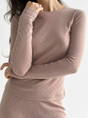 Ribana knitted suit, wide pants and long sleeves